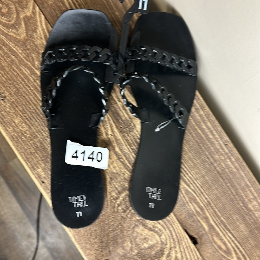 Time and tru black slip on sandals nwt plastic. Size 11 - Picture 2 of 5